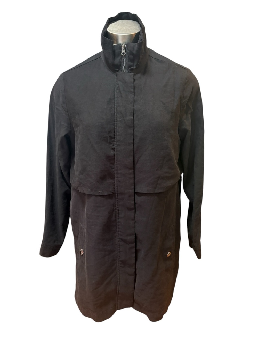 DG2 Diane Gilman Black Utility Jacket Cargo Pockets Sz. S
